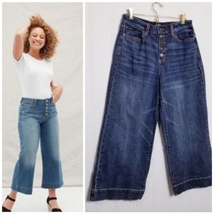 Wide Leg Cropped Jeans by a.n.a Womens High Rise Blue Denim Capris
